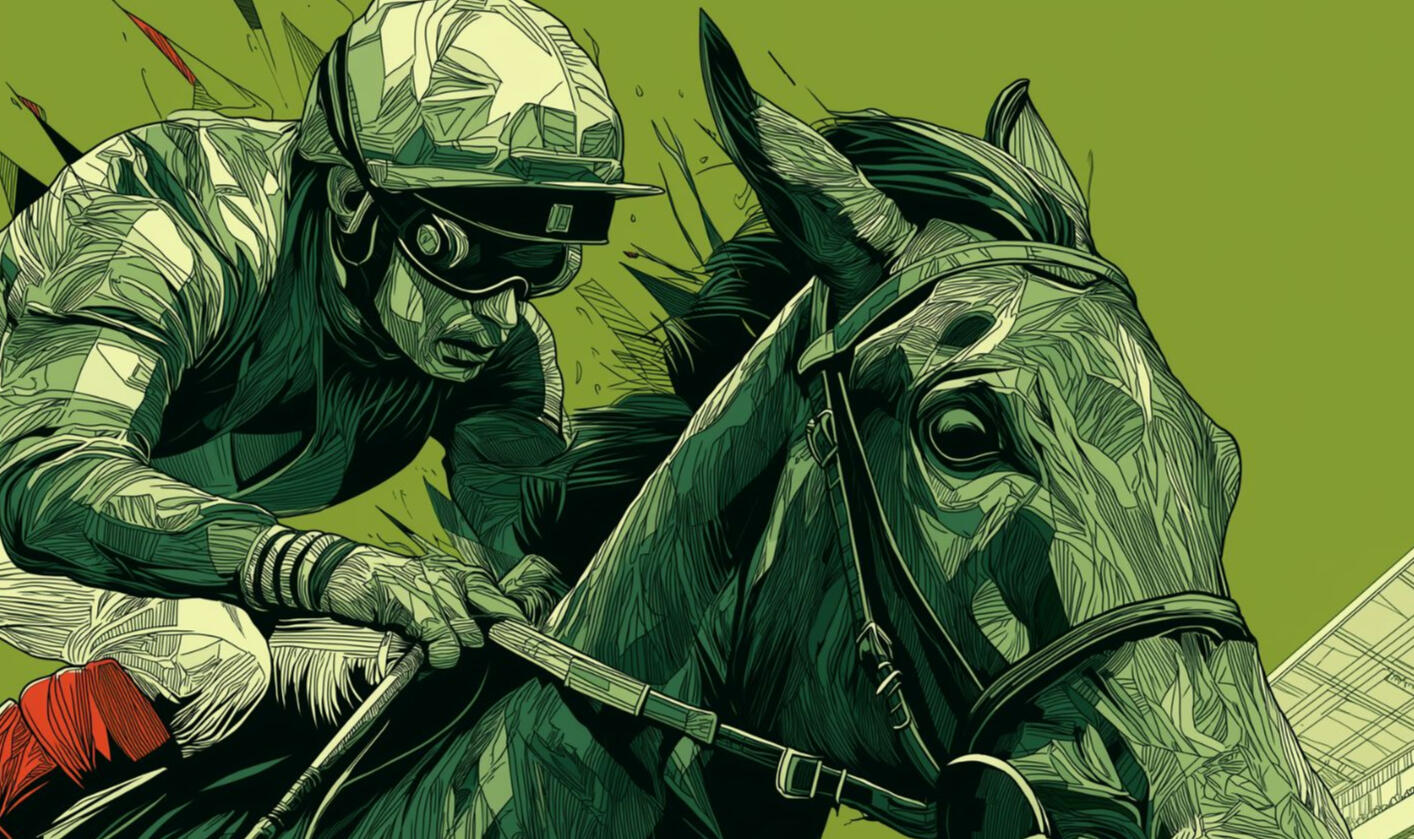 Horse and jockey Close up on jockey and horse